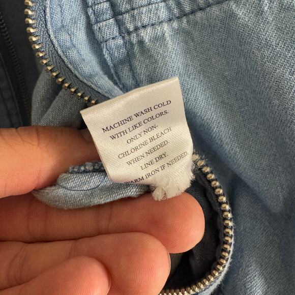 Indigo Thread Co Straight Leg Belted Cotton Denim Jumpsuit US Women's M - Picture 7 of 8